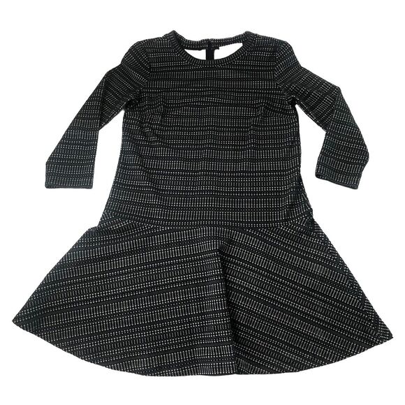 Ann Taylor LOFT Knit Dress Womens Size Medium Stretch Black Tan 3/4 Sleeve - Picture 1 of 9